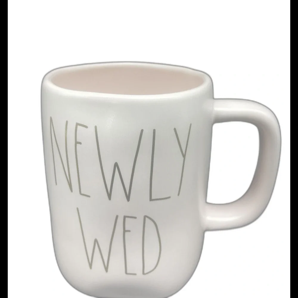 RAE DUNN NEWLY WED‎ Pink Coffee Mug With Gold Lettering NEW